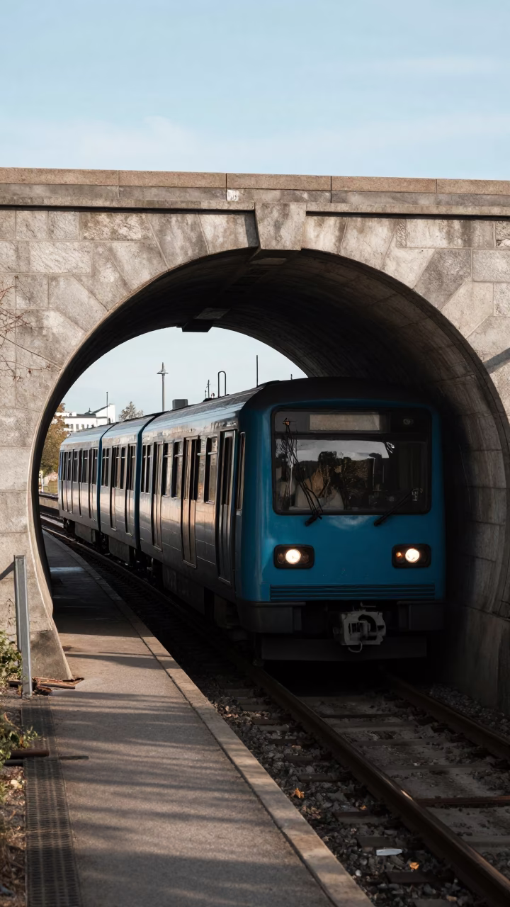 Tunnel in Copenhagen at The Flat Glare Of Noon Light in in Copenhagen, Denmark