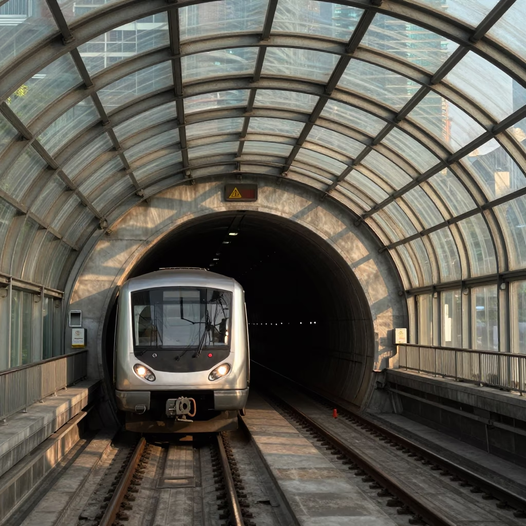 Tunnel in Kuala Lumpur at As First Light Reaches The Scene in in Kuala Lumpur, Malaysia
