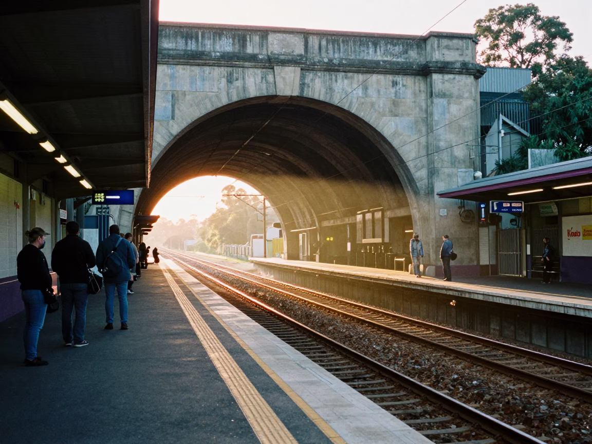Tunnel in Perth at As First Light Reaches The Scene in in Perth, Western Australia, Australia