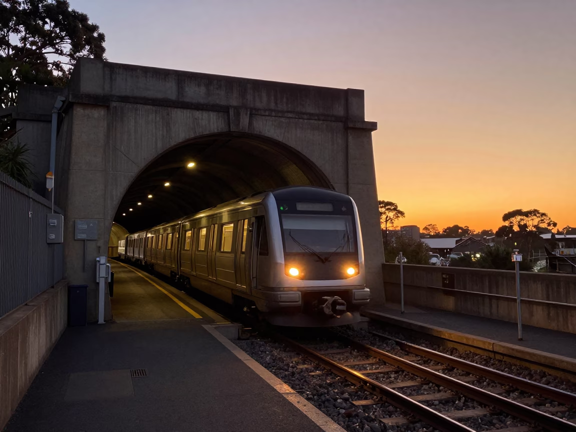 Tunnel in Sydney at Sunset Light in in Sydney, New South Wales, Australia