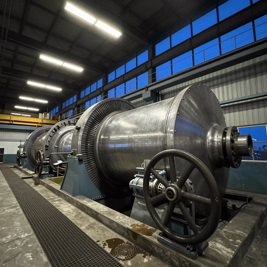 Turbine Hall Fluorescent Light Cool Season Twilight in inside a grain elevator near Puerto Barrios