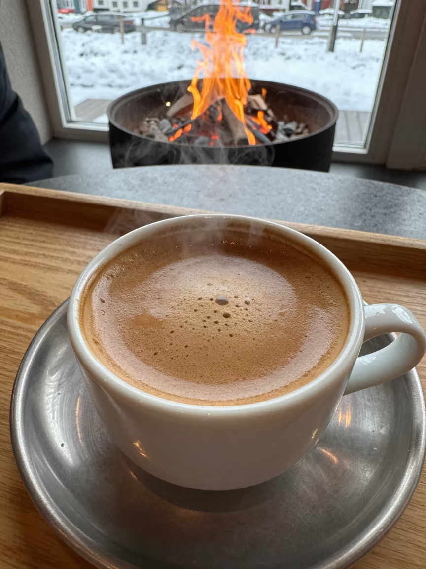Turkish Coffee Foam on Tea Tray Midnight Reykjavik in on a tea house tray in Reykjavik