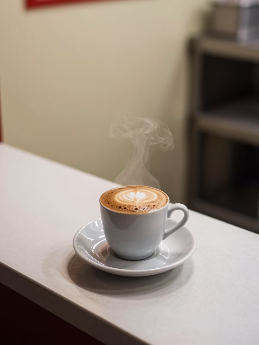 Turkish Coffee Foam in Yangon Market in at a coffee bar counter in Bogyoke Market, Yangon
