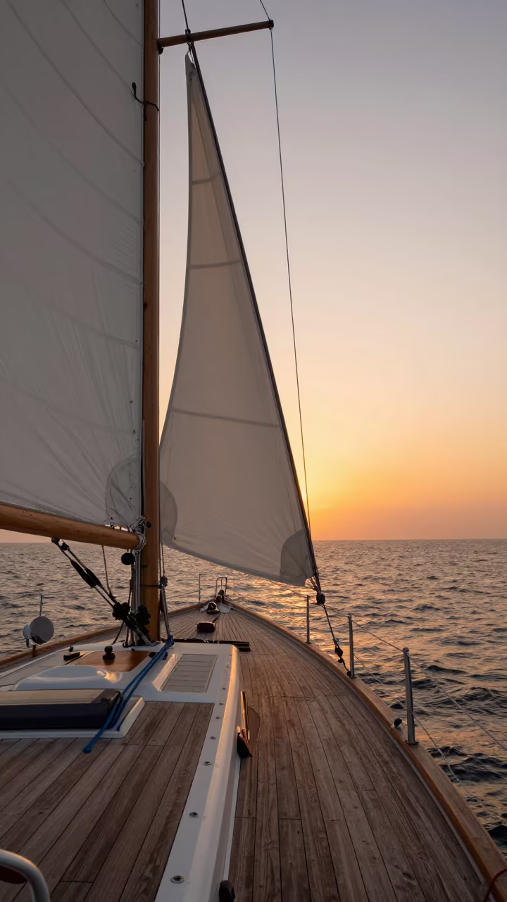 Turkish Gulet Sails Western Australia Sunset in in Western Australia