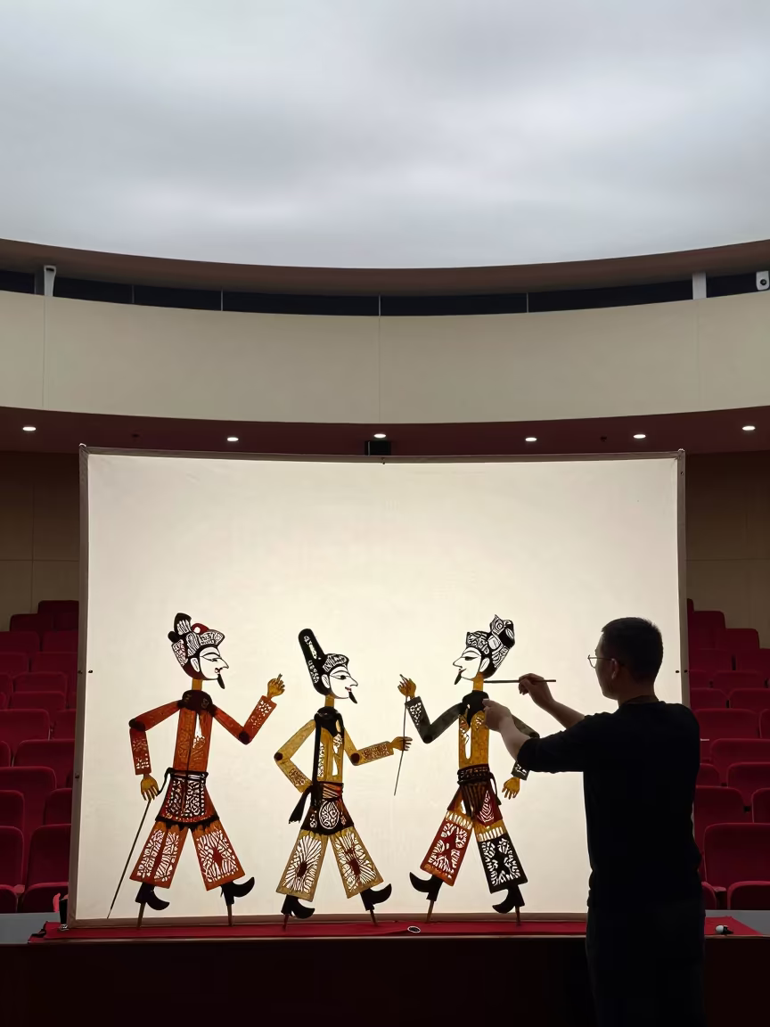 Turkish Karagoz Shadow Puppet in Ulsan Hall in in a concert hall in Ulsan