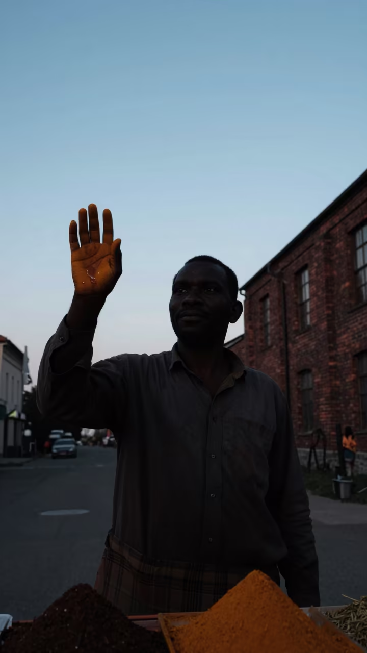 Turmeric Stained Fingers Silhouette Evening in in Zabrze