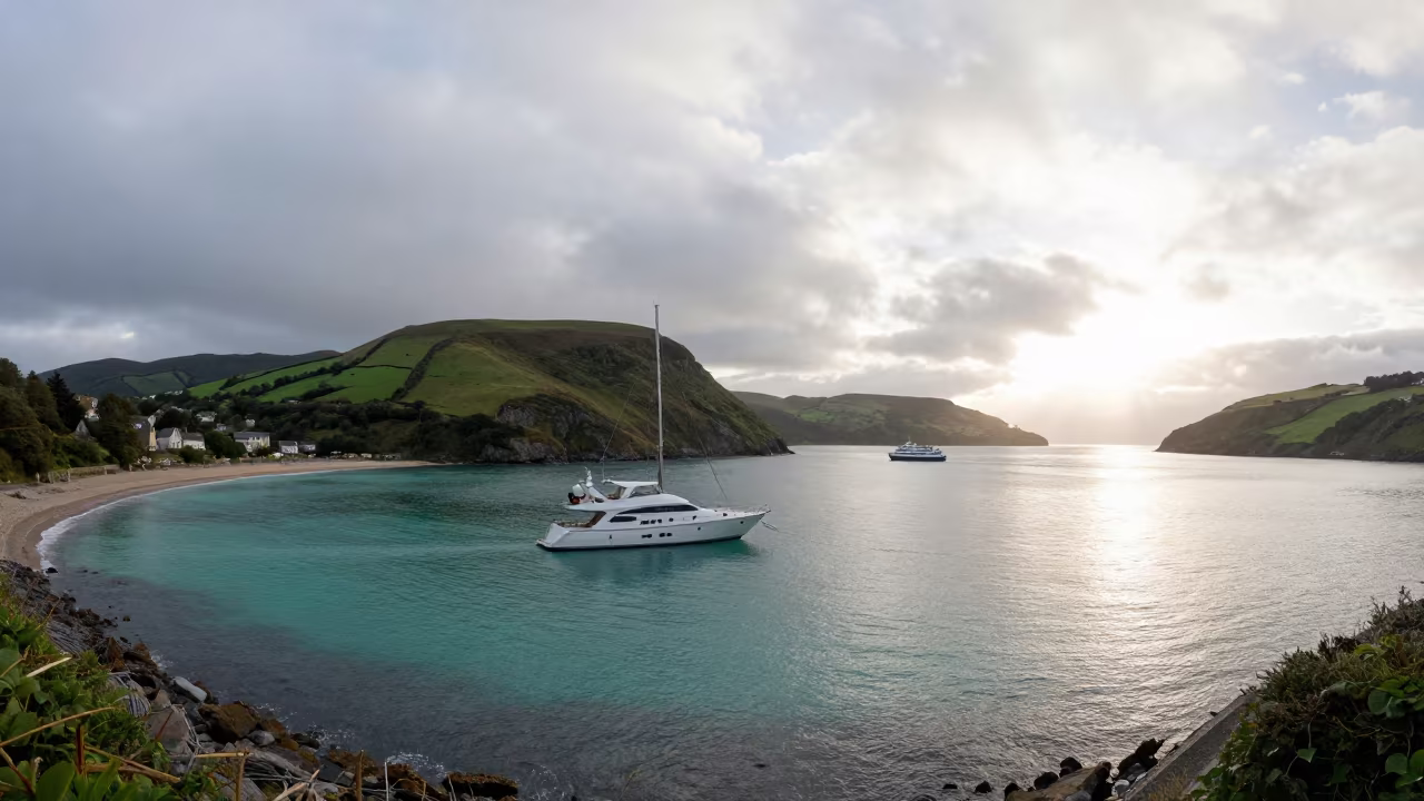 Turquoise Bay Yacht Green Hills Bath in across a remote ferry crossing near Bath