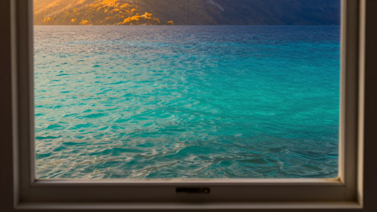 Turquoise Dalmatian Sea Window Study in in Dalmatia