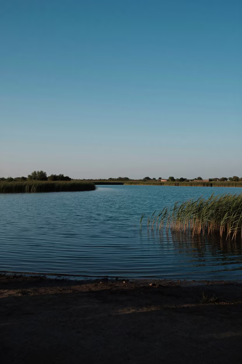 Turquoise Lagoon Evening Shadow Milan in across a floodplain after rain near Milan