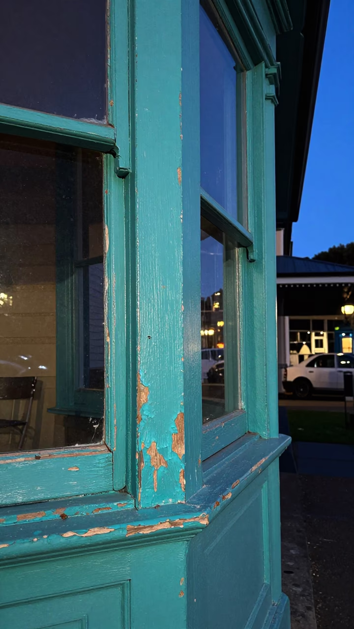 Turquoise Paint at The Last Blue Light Of Evening in Hobart in in Hobart, Tasmania, Australia