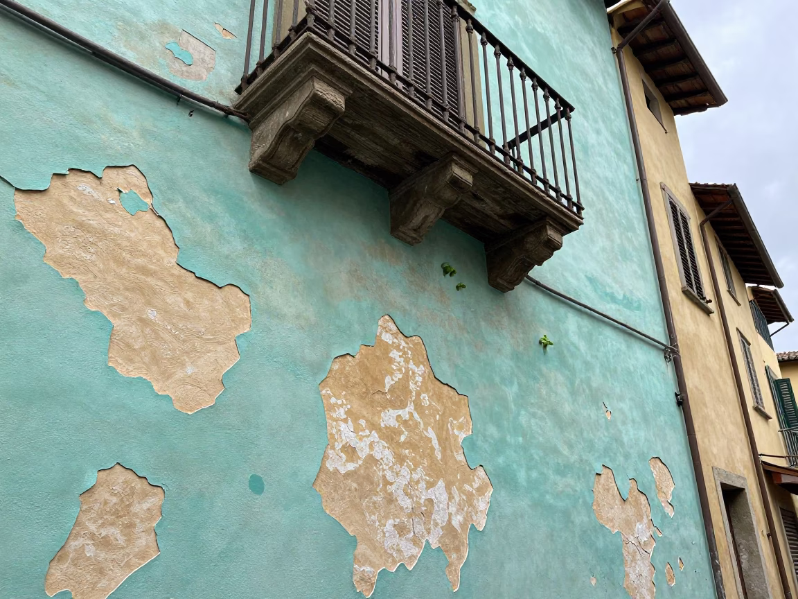 Turquoise Wall in Florence in in Florence, Italy