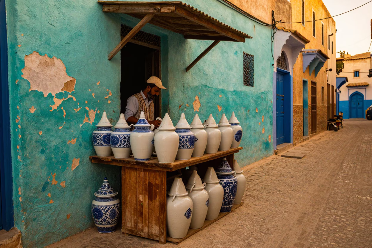 Turquoise Wall in Tunis in in Tunis, Tunisia