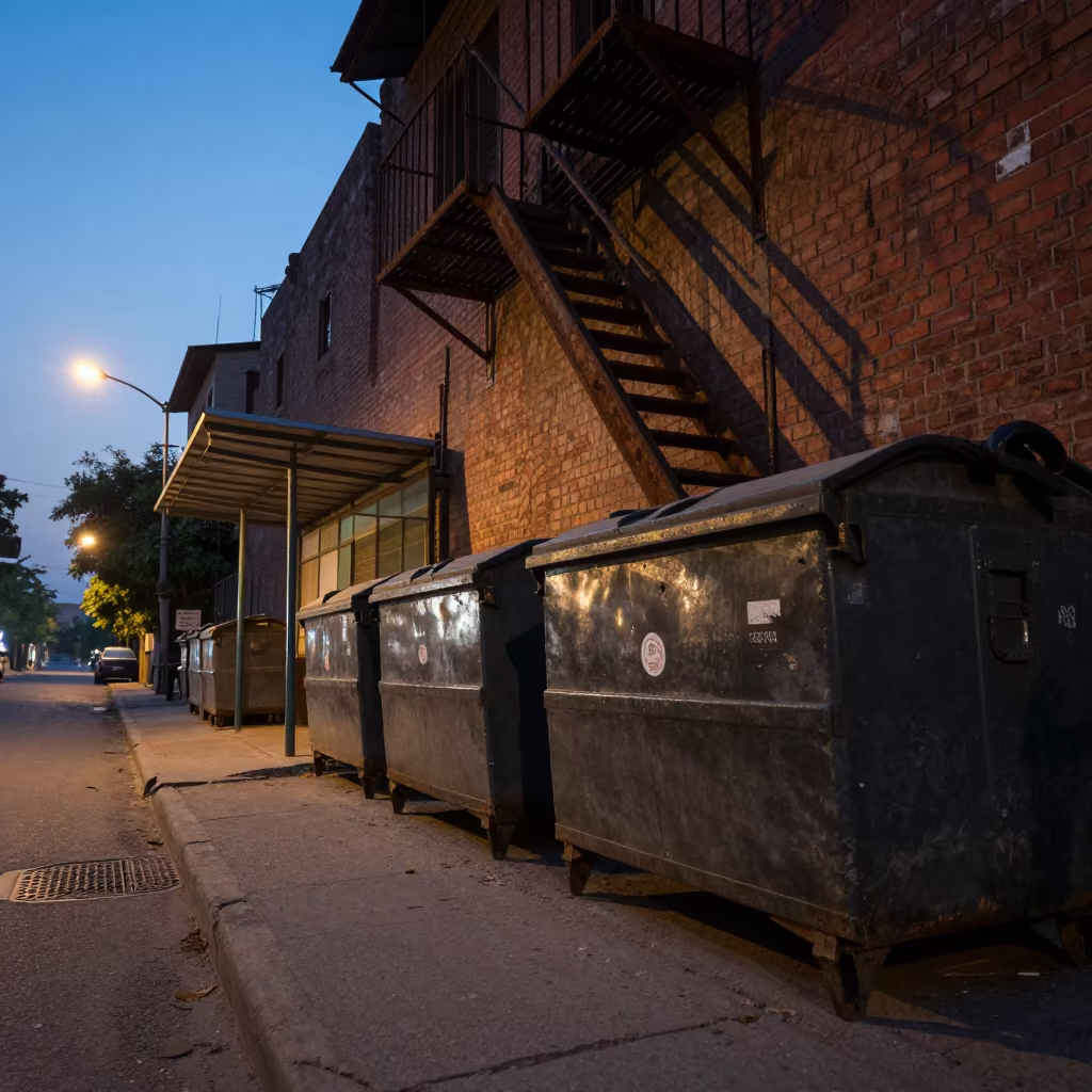 Twilight Alley with Fire Escapes at Agra Tram Stop in at a tram stop in Agra