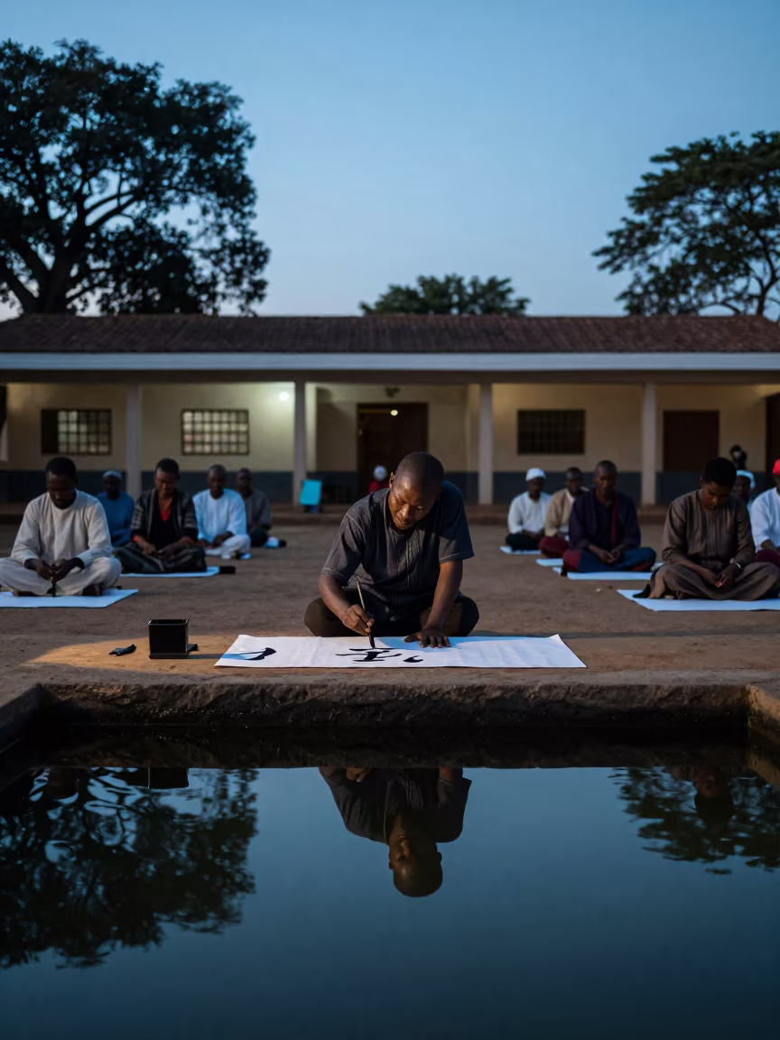 Twilight Calligraphy Demonstration Bulawayo Hall in in a ceremonial hall in Bulawayo