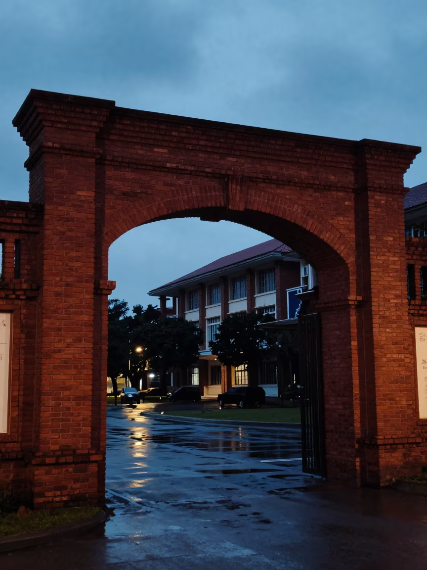 Twilight Campus Archway Haiphong Brick Education in outside a brick lecture building near Haiphong