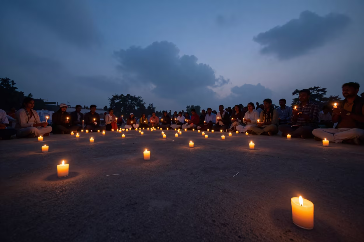 Twilight Candle Vigil in Nagpur Public Square in in a public square in Nagpur