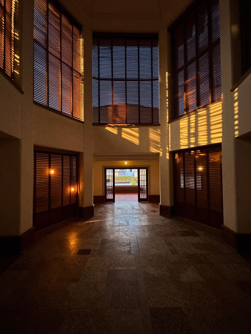 Twilight Candlelight Bars on Vaulted Wall Puerto Cabello in inside a vaulted atrium in Puerto Cabello