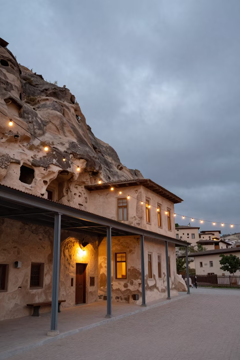 Twilight Cave House Inside Göreme Train Terminal in inside a restored train terminal in Göreme