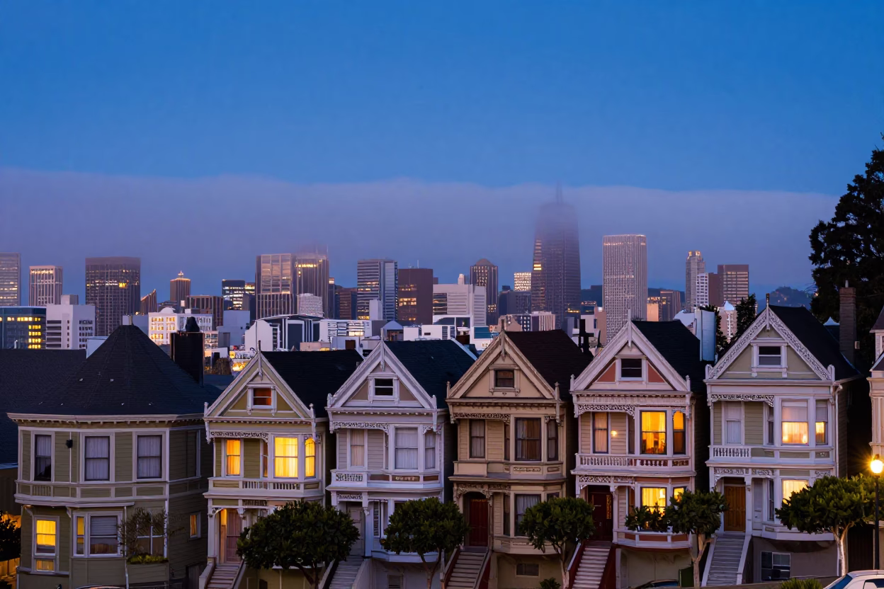 Twilight Cityscape at Indigo Twilight After Sunset in San Francisco in in San Francisco, California, United States