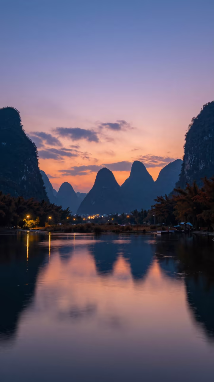 Twilight Clouds Over Lake Near Guiyang in near Guiyang