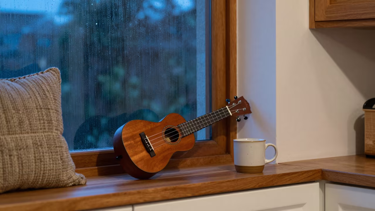 Twilight Cocoa and Ukulele in Piura Kitchen in in a cozy kitchen in Piura