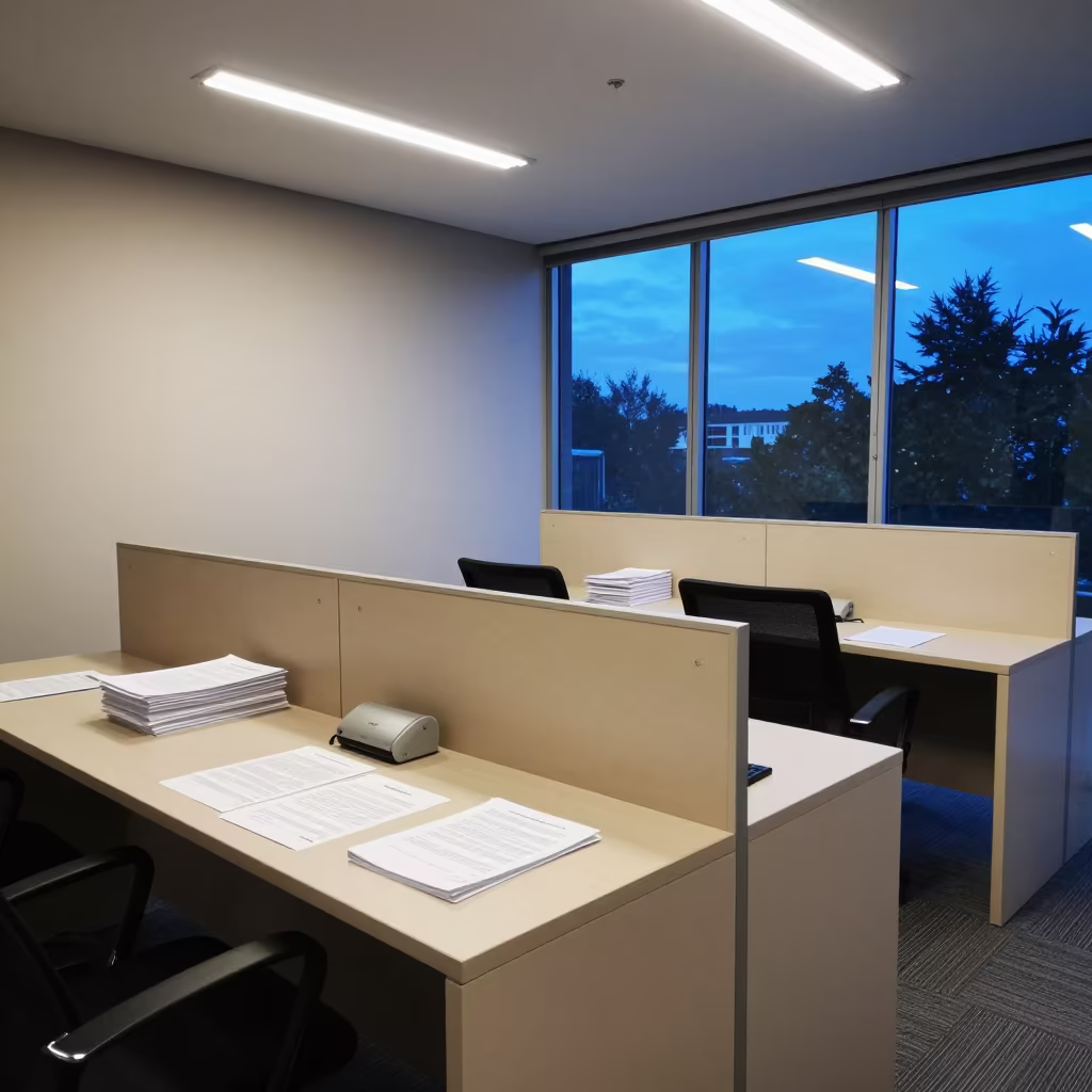 Twilight Compliance Desk Cluster in Trelew Conference Room in inside a conference room in Trelew