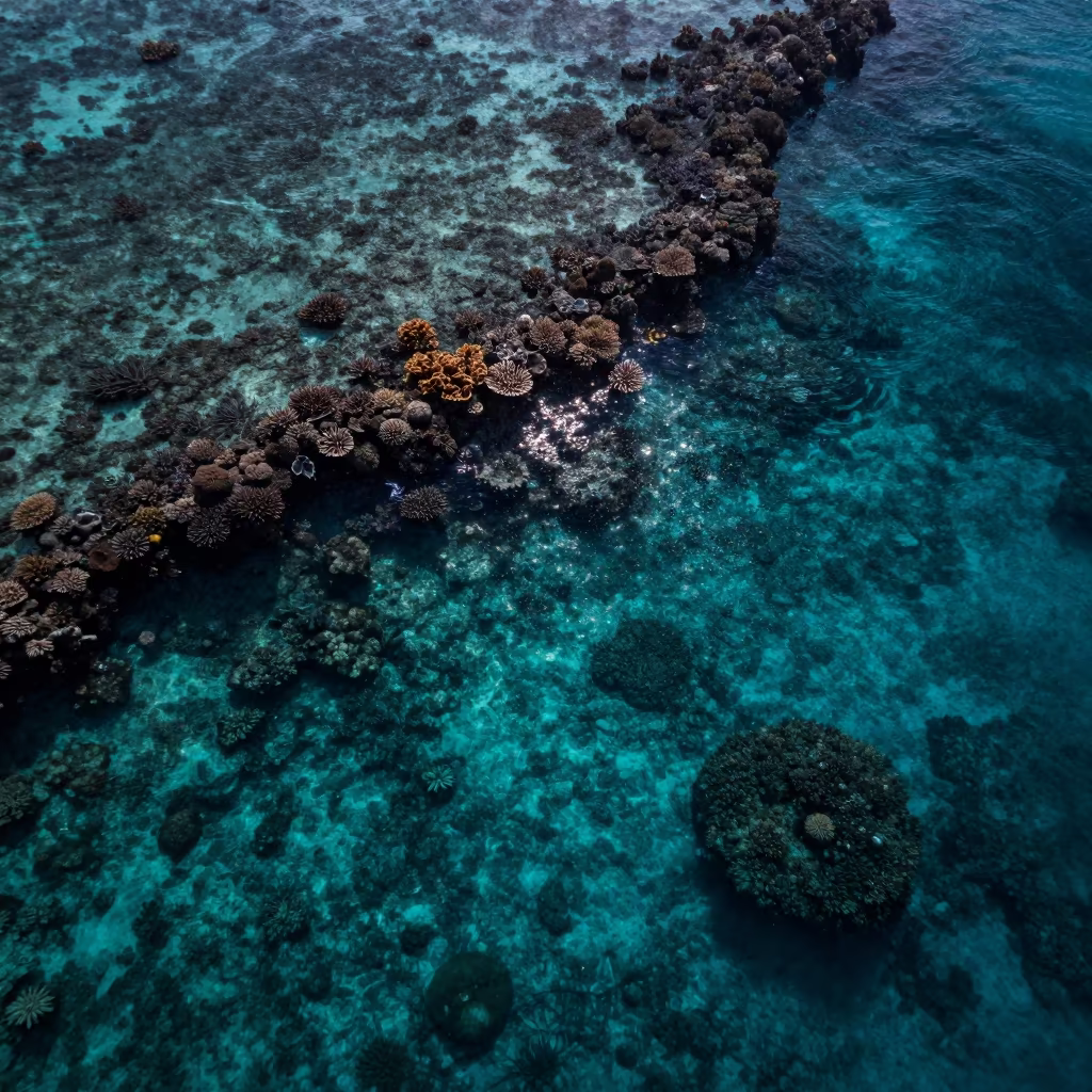 Twilight Coral Reef Turquoise Shallows Cebu in along a coral wall with blue water beyond near Cebu