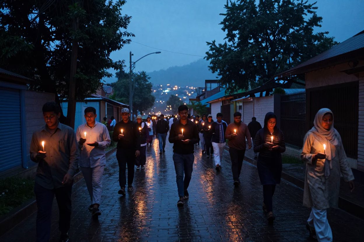 Twilight Easter Procession in Srinagar Streets in at a festival street procession in Srinagar