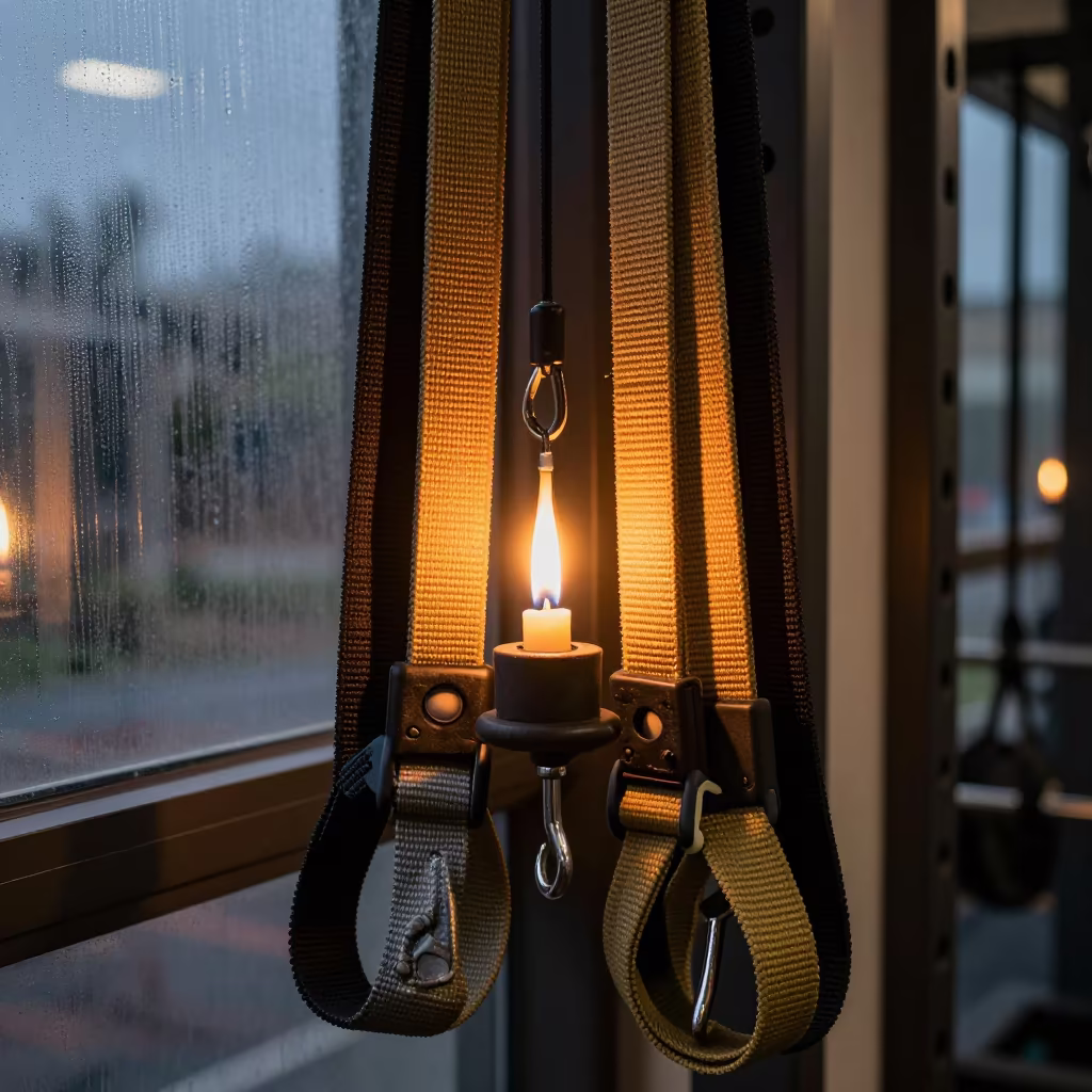 Twilight Glow on Fitness Stretch Straps Near Khairpur in inside a strength room near Khairpur