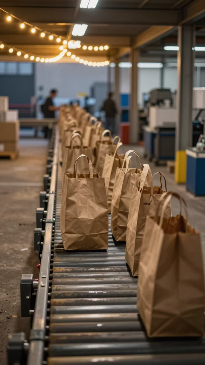 Twilight Glow on Tote Nesting Stack in at a parcel sorting belt near Beirut