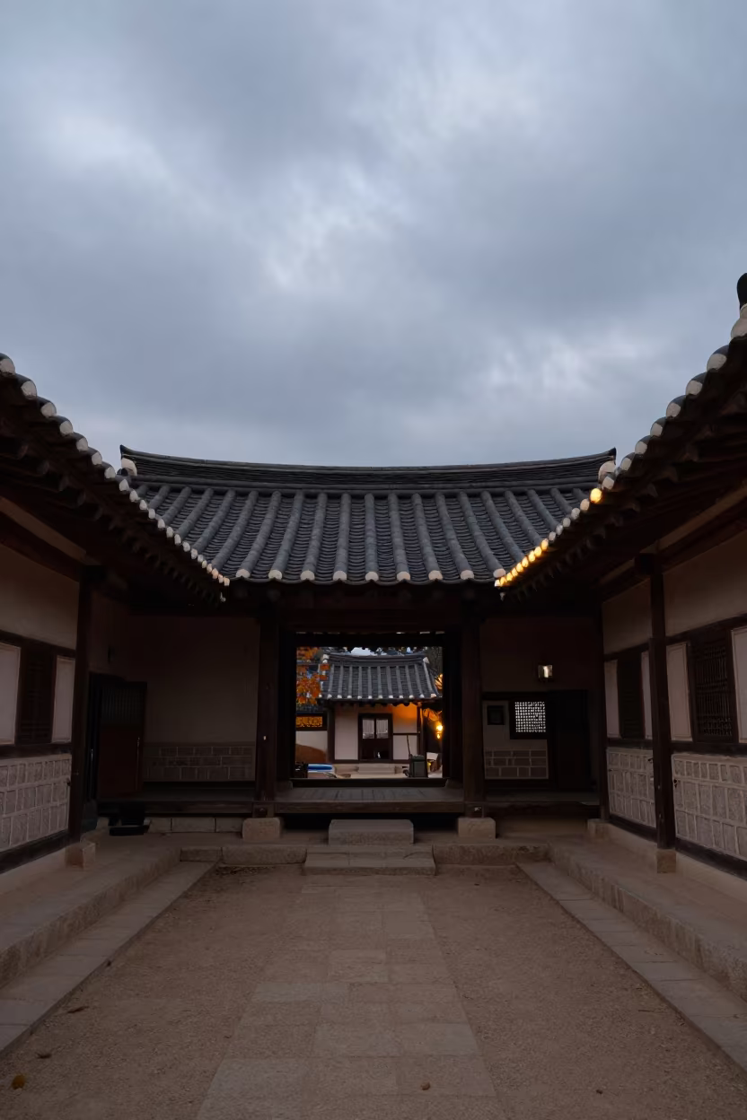 Twilight Hanok House in Jinan Skylit Passageway in inside a skylit passageway near Jinan