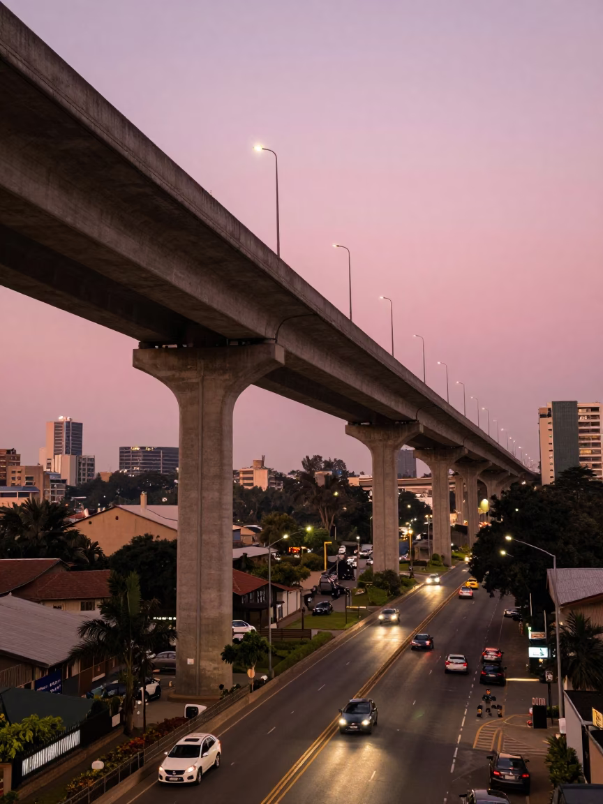 Twilight Highway Flyover Stack in Johannesburg South Africa Urban Landscape in in Johannesburg, South Africa