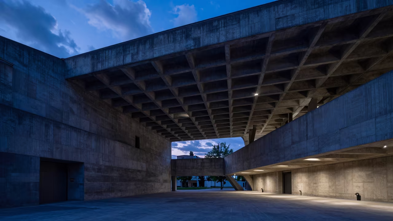 Twilight Indigo Waffle Ceiling Vault in inside a vaulted atrium in Guanare