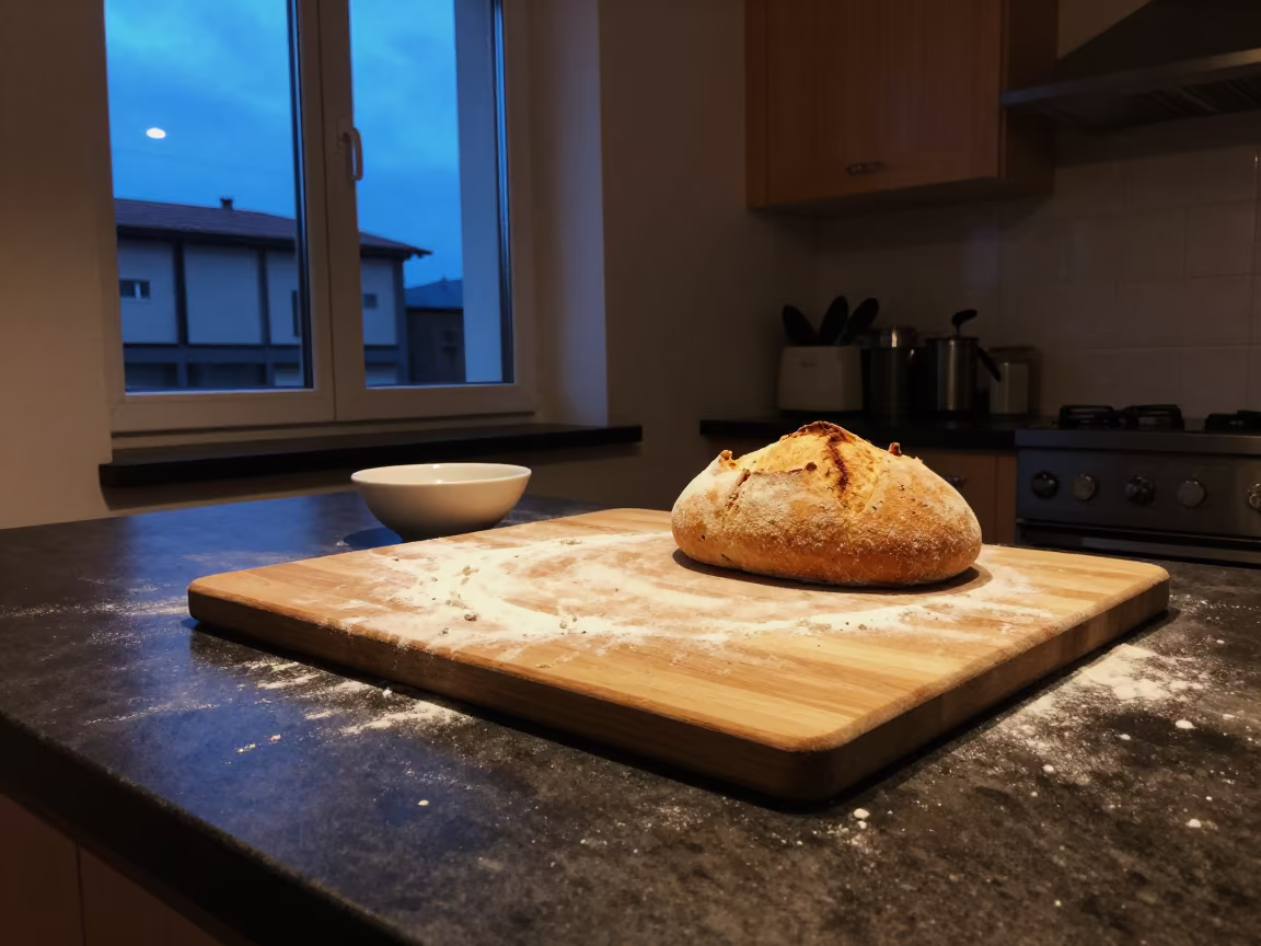 Twilight Kitchen Bread Board Kayseri Nostalgia in in a cozy kitchen in Kayseri