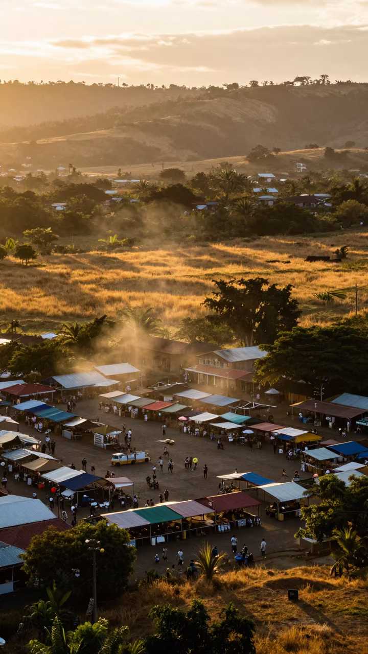 Twilight Market Square Costa Rica Aerial View in in Costa Rica