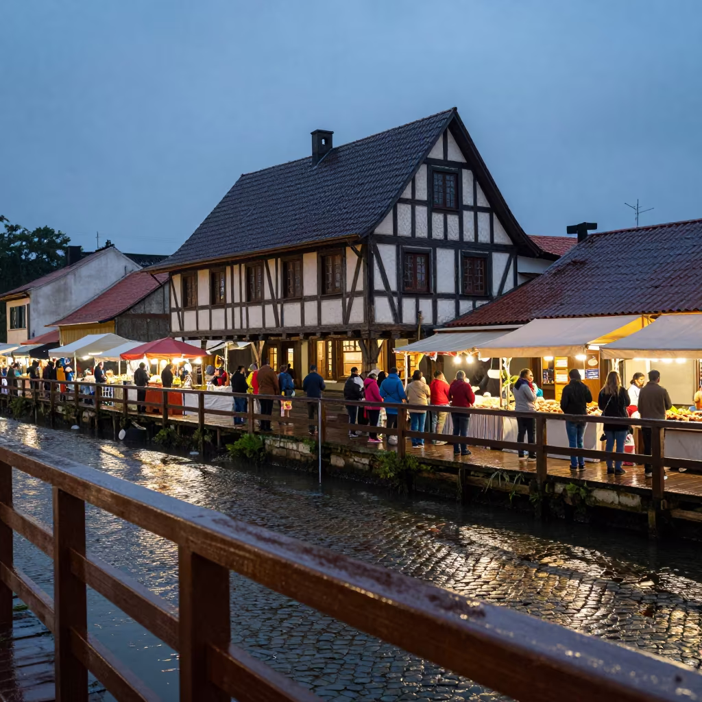 Twilight Merchant House on Salvador Canal in at a market stall in Salvador