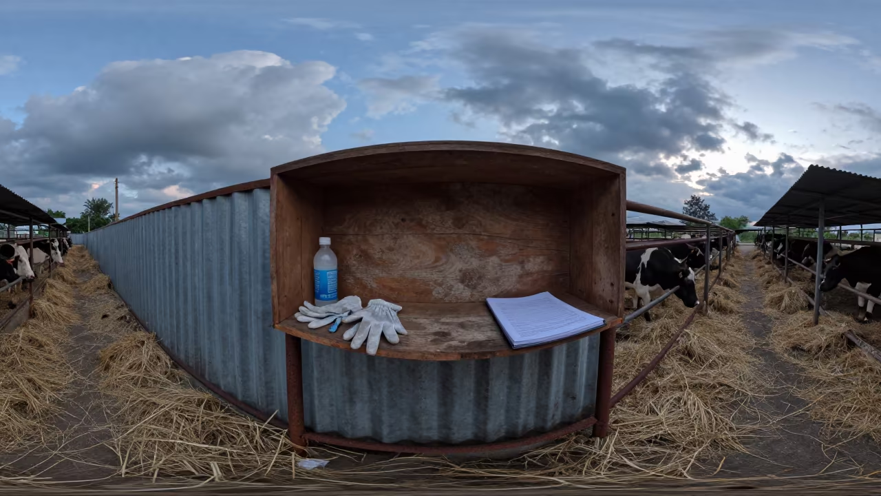 Twilight Monitor Shelf Feedlot Indonesia in along a feedlot lane in Indonesia