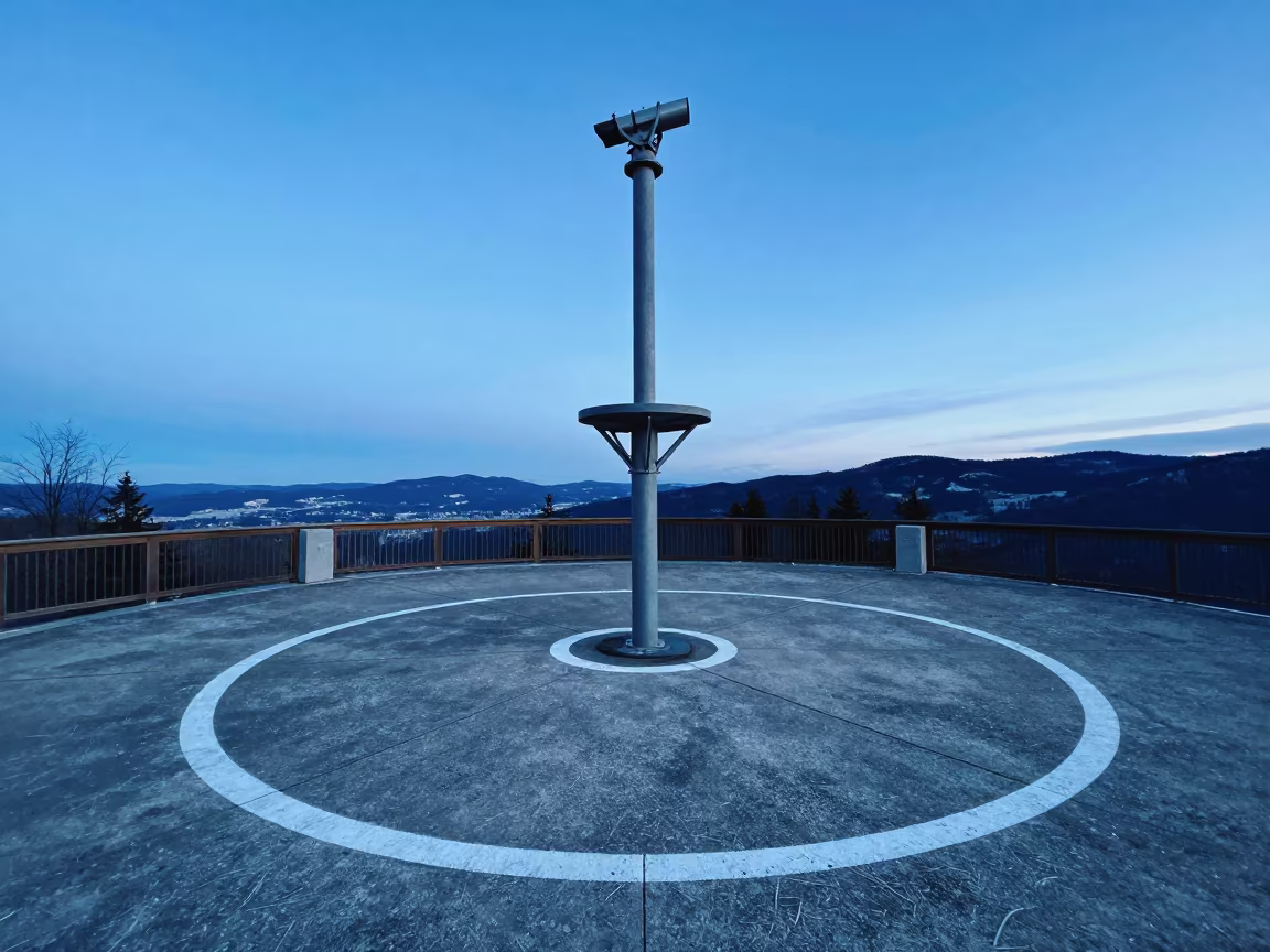 Twilight Observatory Circle and Telescope Pier Slovenia in near a weather balloon launch site in Slovenia