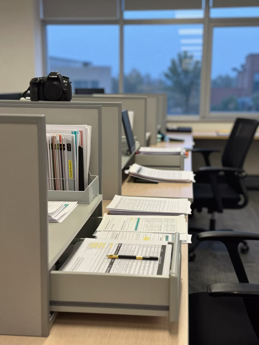 Twilight Office Proxy Count Drawer Near Hisar in inside an open-plan office bay near Hisar