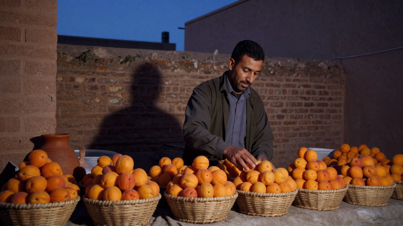 Twilight on Cane Baskets in Marrakech in in Marrakech, Morocco