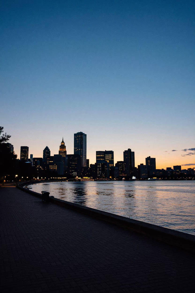 Twilight on Charles River Esplanade in Boston in in Boston, Massachusetts, United States