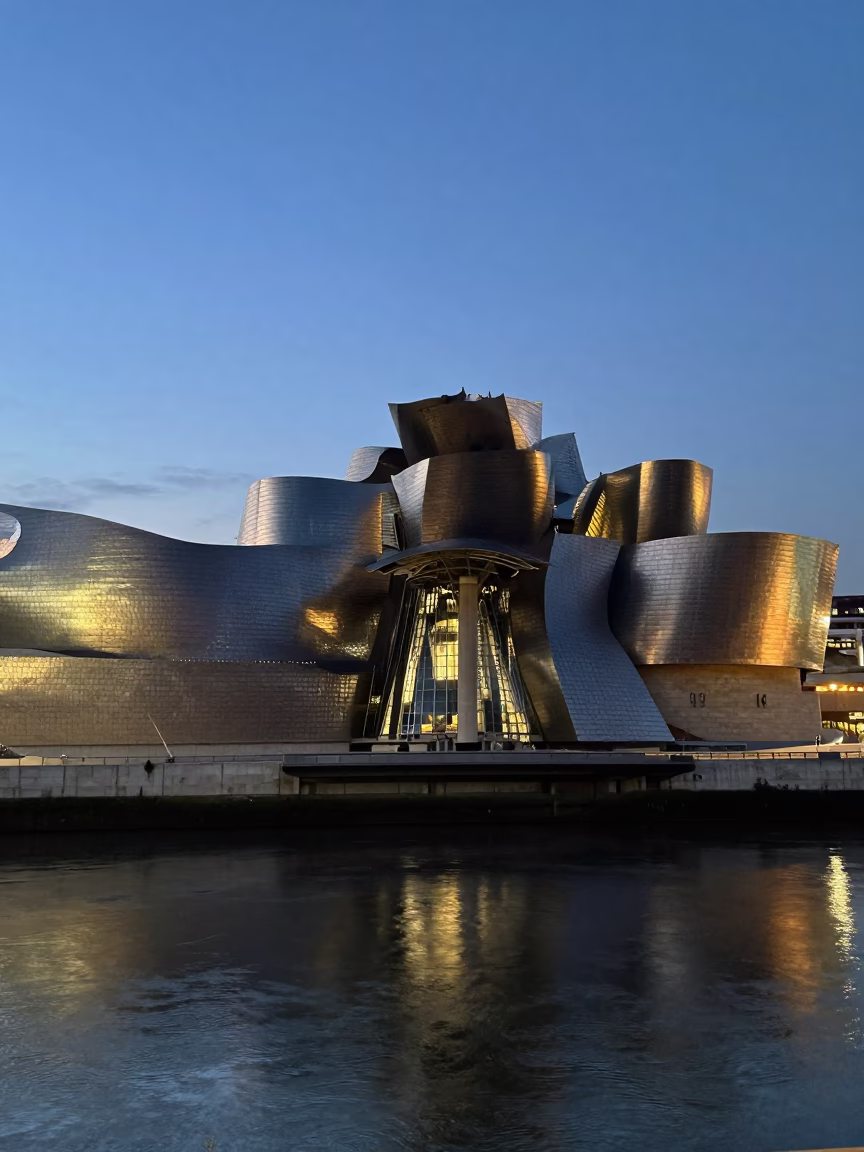 Twilight on De Haro in Bilbao in in Bilbao, Spain