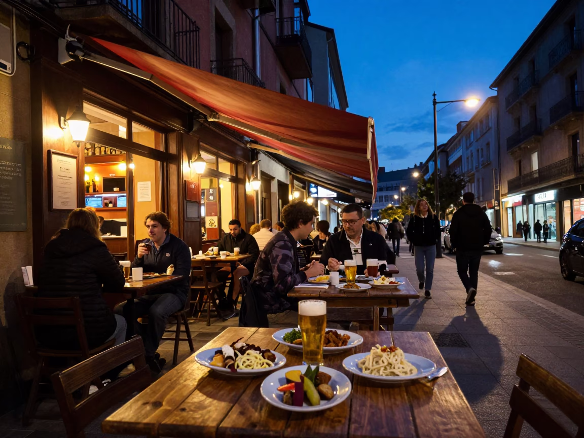 Twilight on Dining Culture in Bilbao in in Bilbao, Spain