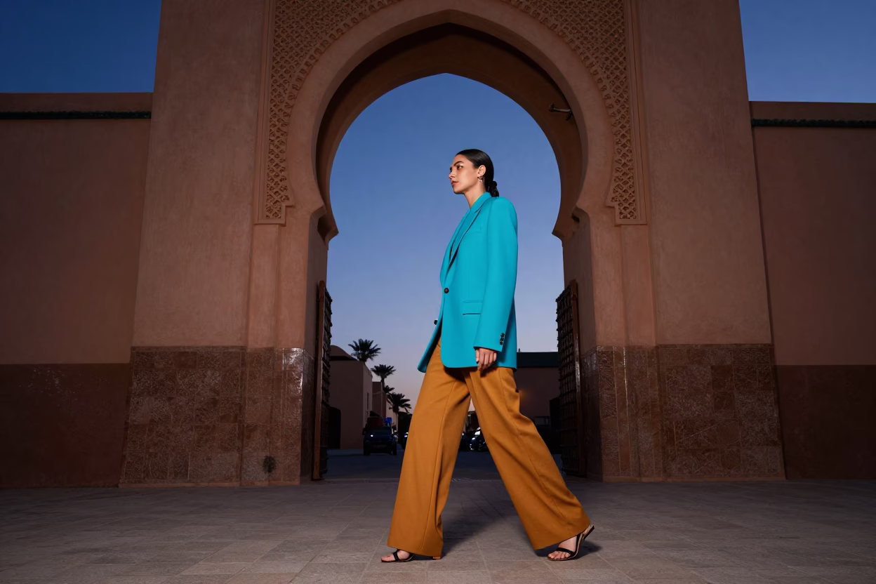 Twilight on Fashion Model in Essaouira in in Essaouira, Morocco