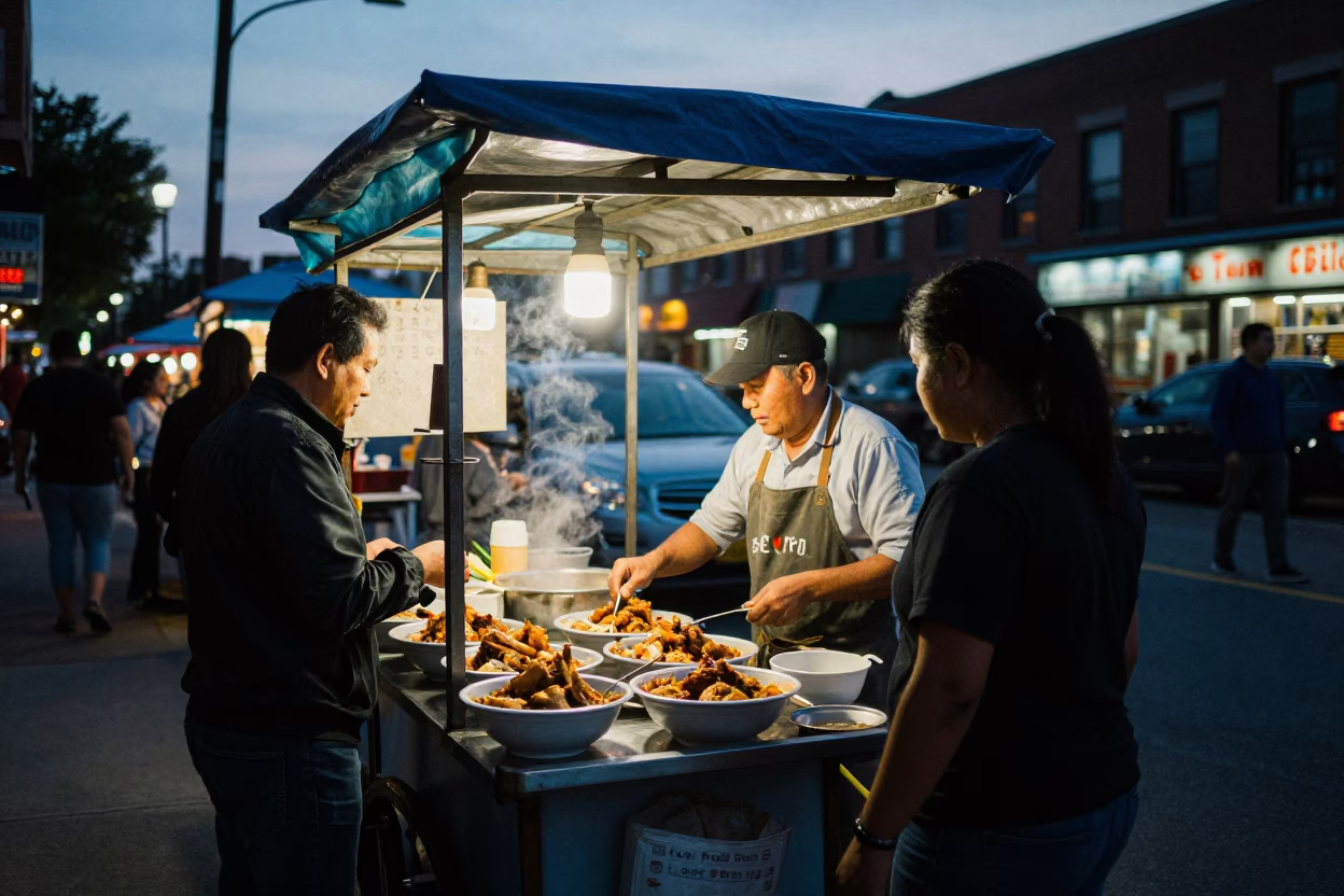 Twilight on Food Scene in Philadelphia in in Philadelphia, Pennsylvania, United States