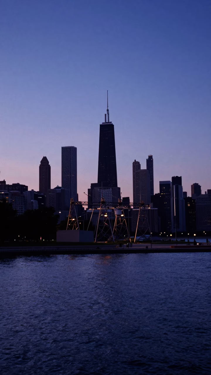 Twilight on Michigan Shoreline in Chicago in in Chicago, Illinois, United States