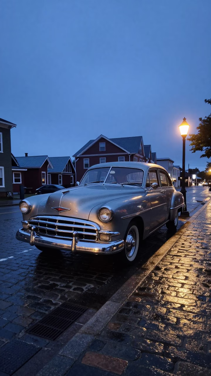 Twilight on Sedan Parked in Halifax in in Halifax, Nova Scotia, Canada