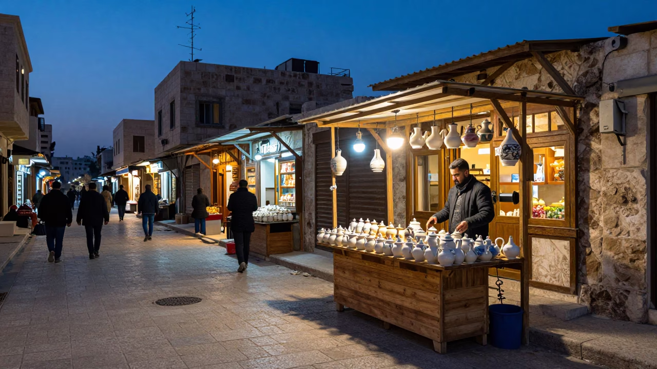 Twilight on Street Scene in Amman in in Amman, Jordan