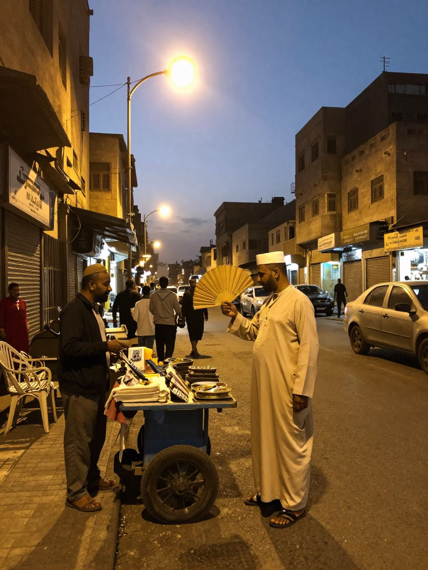 Twilight on Street Scene in Cairo in in Cairo, Egypt
