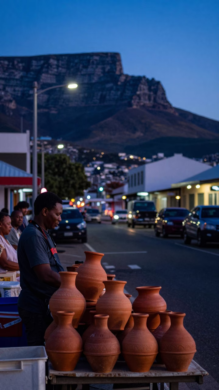 Twilight on Street Scene in Cape Town in in Cape Town, South Africa